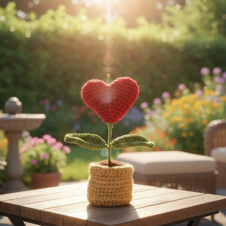 Aromatic Hand Crochet Heart Planter - Bloom Love