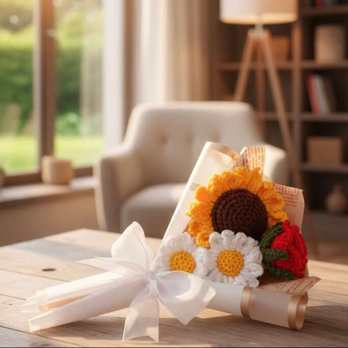 Aromatic Hand Crochet Bouquet- Sunshine & Delicate charm