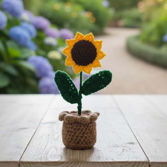 Aromatic Hand Crochet Sunflower planter - Warmth & sunshine
