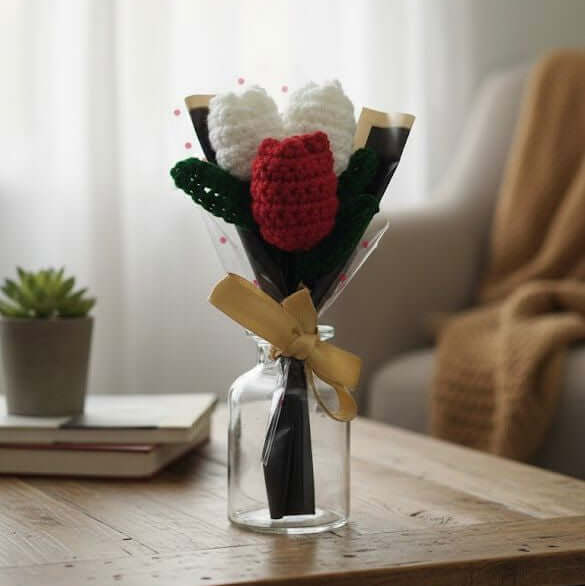 Aromatic Hand Crochet Tulip Bouquet- Soothing Aroma