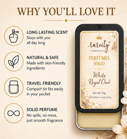 Solid Perfume 20g White Royal Oud Fragrance, Pocket Perfume, Alcohol-Free