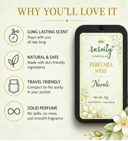 Solid Perfume 20g Neroli Fragrance Fresh Floral Citrus Long Lasting Balm Perfume, Alcohol-Free