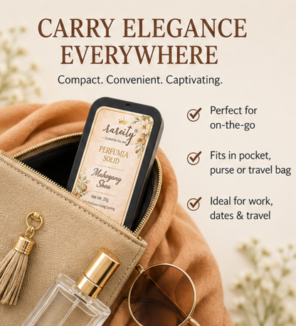 Solid Perfume – 20g Mahogany Shea Fragrance, Alcohol-Free, Beeswax & Shea Butter