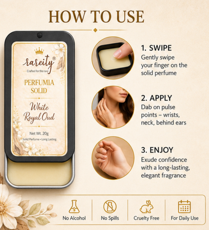Solid Perfume 20g White Royal Oud Fragrance, Pocket Perfume, Alcohol-Free