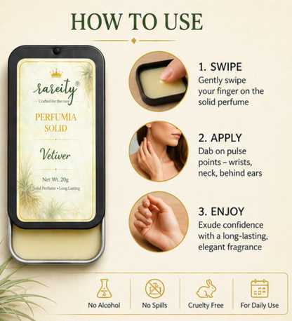 Solid Perfume 20g Vetiver Fragrance, Pocket Perfume, Alcohol-Free