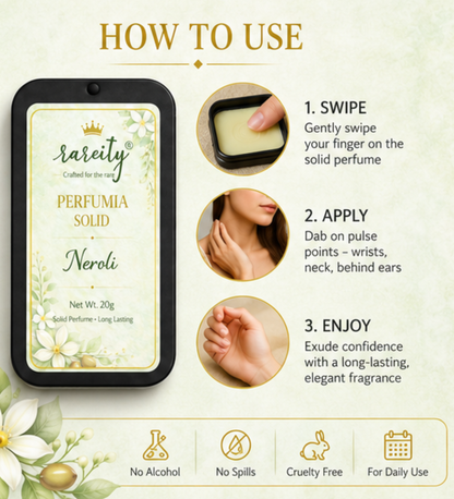 Solid Perfume 20g Neroli Fragrance Fresh Floral Citrus Long Lasting Balm Perfume, Alcohol-Free