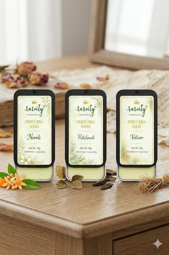 Perfume Solid Perfume Combo Pack of 3 (Neroli, Patchouli & Vetiver) | Pocket Solid Fragrance Balm | Long Lasting Aroma | Travel Friendly | 20g Each