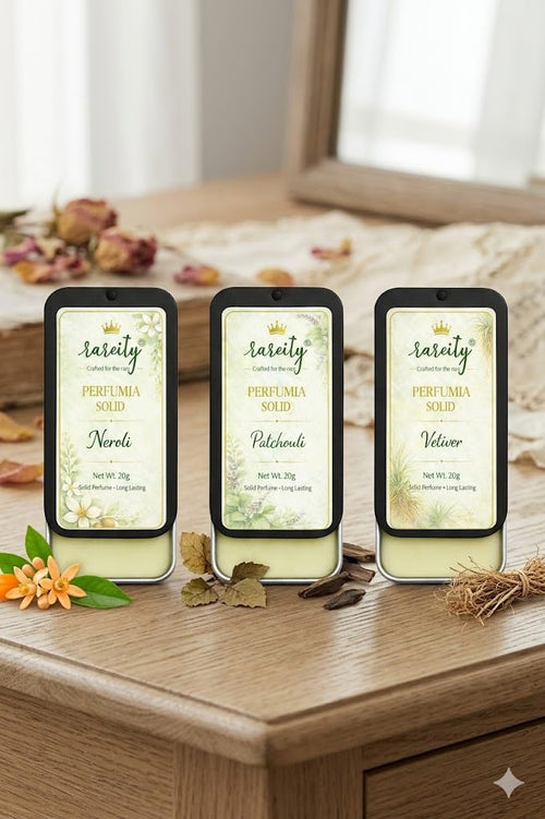 Perfume Solid Perfume Combo Pack of 3 (Neroli, Patchouli & Vetiver) | Pocket Solid Fragrance Balm | Long Lasting Aroma | Travel Friendly | 20g Each