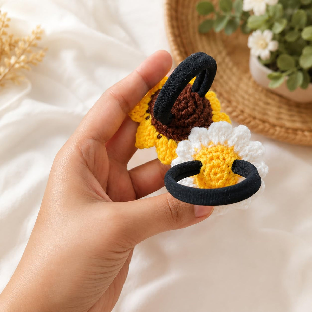Aromatic Handmade Crochet Hair Band - Scented Sunflower & Daisy Flower Hair Bands