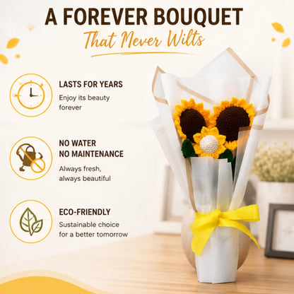 Handmade Crochet Sunflower Flower Bouquet with Aroma, Romantic Gift for Women, Girlfriend, Wife, Mom & Friends