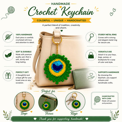 Aromatic Handmade Crochet Peacock Feather Keychain