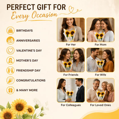 Handmade Crochet Sunflower Flower Bouquet with Aroma, Romantic Gift for Women, Girlfriend, Wife, Mom & Friends