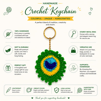 Aromatic Handmade Crochet Peacock Feather Keychain