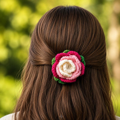 Aromatic Handmade Crochet Rose Flower Hair Band for Women & Girls