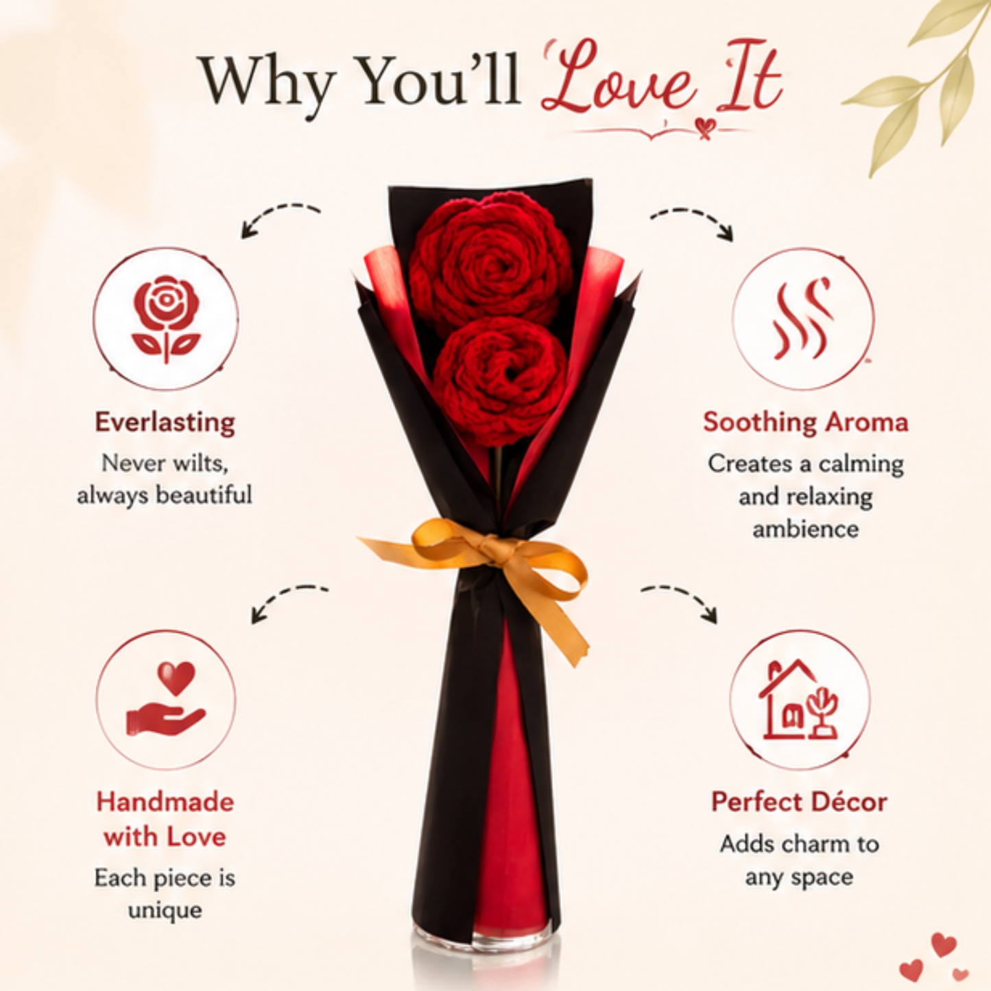 Aromatic Hand Crochet Rose Bouquet- Timeless blooms