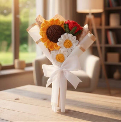 Aromatic Hand Crochet Bouquet- Sunshine & Delicate charm