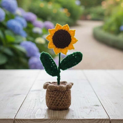 Aromatic Hand Crochet Sunflower planter - Warmth & sunshine