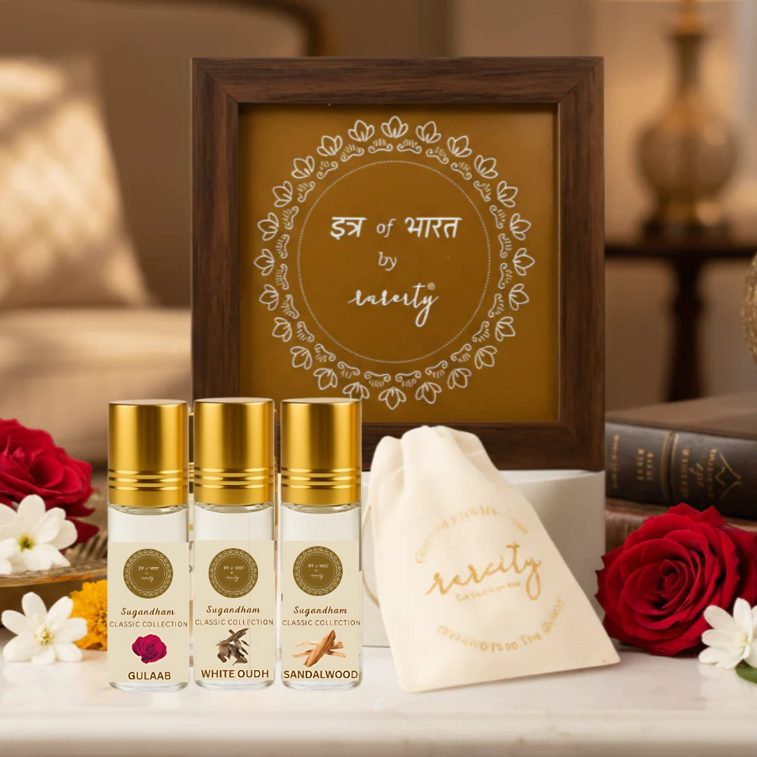 Box Set of 3, Kesar Chandan, Gulaab, Sandalwood, Alcohol-Free Collection