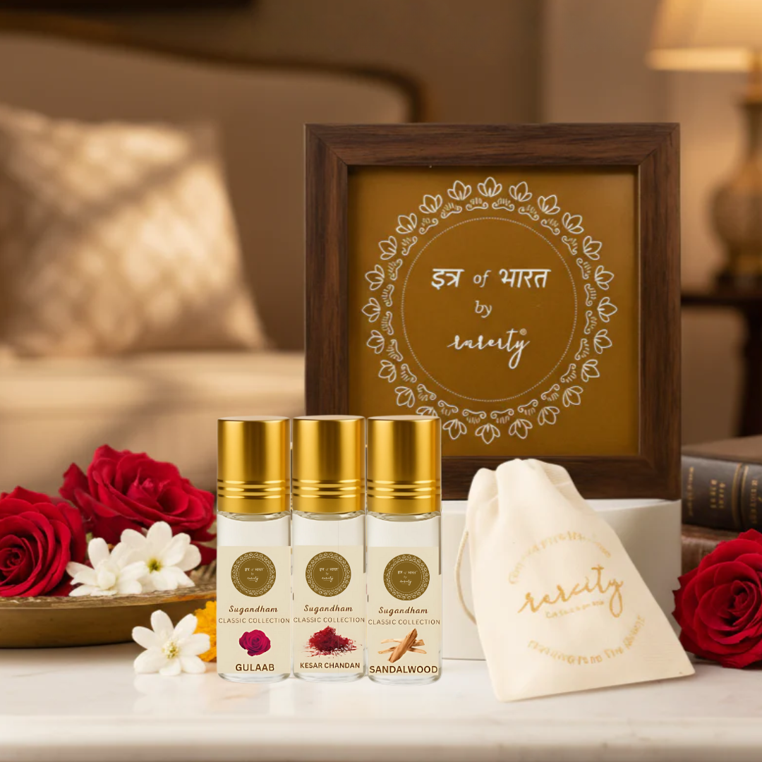 Box Set of 3, Kesar Chandan, Gulaab, Sandalwood, Alcohol-Free Collection